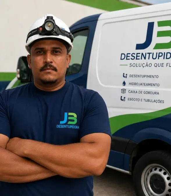 Profissional da JB Desentupidora em Londrina realizando atendimento